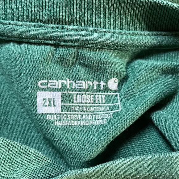 Carhartt Shirt Mens Size 2XL Green Loose‎ Fit Short Sleeve Henley Work Outdoors - Picture 8 of 12